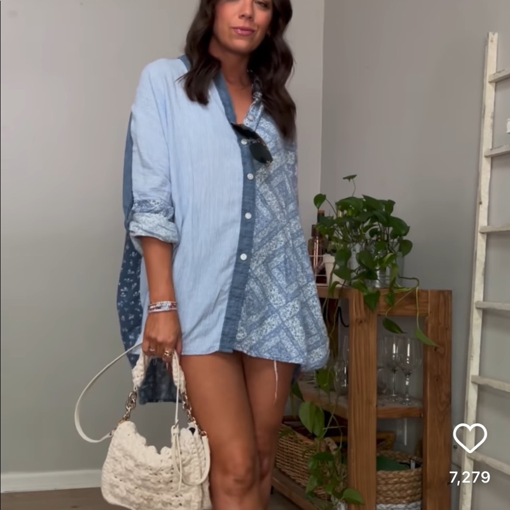 ISO AE OVERSIZED BUTTON UP BEACH SHIRT